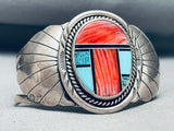 6.5 Inch Wrist Vintage Native American Navajo Turquoise Spiny Oyster Sterling Silver Bracelet-Nativo Arts