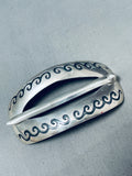 Wave Pattern Vintage Native American Navajo Sterling Silver Hair Barrette