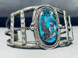 One Of The Best Vintage Native American Navajo Bisbee Turquoise Sterling Silver Bracelet-Nativo Arts