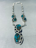 One Of The Finest Vintage Native American Zuni Turquoise Sterling Silver Necklace-Nativo Arts