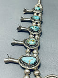 Gasp! Vintage Native American Navajo Dry Creek Turquoise Sterling Silver Squash Blossom Necklace-Nativo Arts