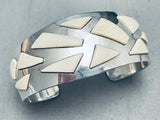 Very Rare Gil Nelson Special White Stone Vintage Native American Navajo Sterling Silver Bracelet-Nativo Arts