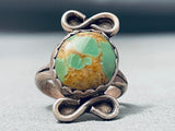 Very Rare Vintage Native American Navajo Royston Turquoise Sterling Silver Infinity Ring