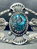 Oliver Family Native American Navajo Blue Diamond Turquoise Sterling Silver Bracelet-Nativo Arts