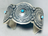 Navajo Baskets!!! Vintage Detailed Sterling Silver Turquoise Bracelet-Nativo Arts