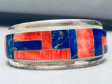 6.5 Inch Wrist Vintage Navajo Spiny Oyster Lapis Sterling Silver Bracelet-Nativo Arts