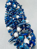 349 Grams Vintage Native American Navajo Rye Whitegoat Lapis Heishi Necklace-Nativo Arts