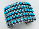 Towering Vintage Native American Navajo Teardrop Turquoise Sterling Silver Bracelet-Nativo Arts