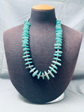 Breathtaking 131 Grams Native American Navajo Easter Blue Turquoise Sterling Silver Necklace