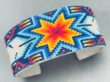 Intricate Hand Beaded Star Bead Vintage Navajo Bracelet Cuff-Nativo Arts