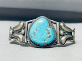 Native American Important Vintage Leo Martinez Turquoise Sterling Silver Repoused Bracelet-Nativo Arts