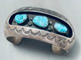 Tim Yazzie Magnificent Native American Navajo Blue Gem Turquoise Sterling Silver Bracelet-Nativo Arts
