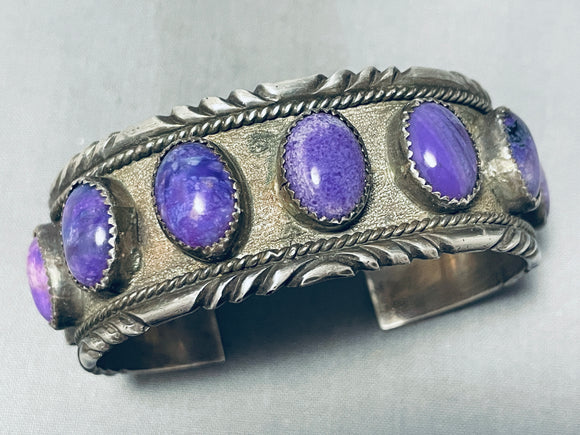 One Of The Best Vintage Native American Navajo Domed Sugulite Sterling Silver Bracelet-Nativo Arts