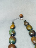 Big Chunky Vintage Native American Navajo Green Turquoise Sterling Silver Necklace-Nativo Arts