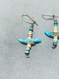 Native American Sweet Vintage Zuni Blue Gem Turquoise Sterling Silver Earrings-Nativo Arts