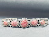 Stunning Vintage Native American Navajo Rhodochrosite Sterling Silver Rope Bracelet-Nativo Arts