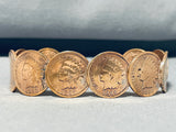 Fascinating Native American Navajo Pilot Mountain Turquoise Copper Pennies Bracelet-Nativo Arts