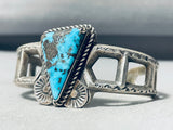 One Of Most Beautiful Vintage Native American Navajo Morenci Turquoise Sterling Silver Bracelet-Nativo Arts
