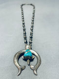 Dynamic Vintage Native American Navajo Royston Turquoise Sterling Silver Naja Necklace-Nativo Arts