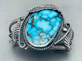 One Of The Best Vintage Native American Navajo Spiderweb Turquoise Sterling Silver Leaf Bracelet-Nativo Arts