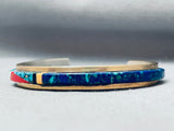 Carol Nez Vintage Native American Navajo Inlay Sterling Silver Bracelet Cuff-Nativo Arts