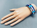 Mosaic Wall Vintage Navajo Turquoise Inlay Sterling Silver Bracelet-Nativo Arts