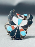 E Zunie Striking Vintage Native American Zuni Sleeping Beauty Turquoise Sterling Silver Ring