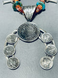 Gasp! Native American Navajo Turquoise Sterling Silver Spiny Oyster Squash Blossom Necklace-Nativo Arts