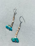 Tomahawk Turquoise Vintage Native American Navajo Heishi Sterling Silver Earrings-Nativo Arts