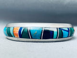 6 Inch Wrist Vintage Native American Navajo Inlay Turquoise Sterling Silver Bracelet-Nativo Arts