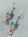 Fascinating Vintage Native American Navajo Turquoise Sterling Silver Earrinigs-Nativo Arts