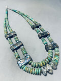 One Of The Most Insane Vintage Native American Navajo Green Turquoise Sterling Silver Necklace-Nativo Arts