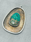 Radiant Vintage Native American Navajo Green Carico Lake Turquoise Sterling Silver Pendant-Nativo Arts