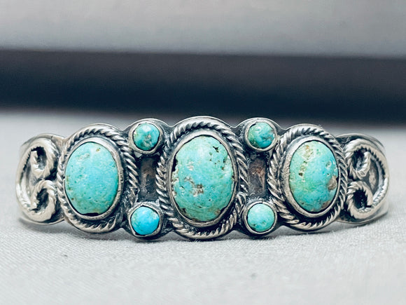 Early Vintage Native American Navajo Domed Turquoise Sterling Silver Bracelet-Nativo Arts