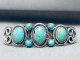 Early Vintage Native American Navajo Domed Turquoise Sterling Silver Bracelet-Nativo Arts