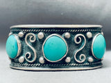Swirls Galore Vintage Native American Navajo Sky Blue Turquoise Sterling Silver Bracelet-Nativo Arts