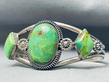 Stunning Vintage Native American Navajo Gaspeite Sterling Silver Bracelet