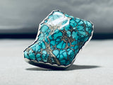 One Of The Craziest Vintage Native American Navajo Spiderweb Turquoise Sterling Silver Ring-Nativo Arts