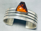 Ancient Tree Sap!! Herb Tsosie Vintage Native American Navajo Sterling Silver Bracelet-Nativo Arts