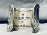 200 Grams!! Anthony Signed Vintage Native American Navajo Turquoise Sterling Silver Bracelet-Nativo Arts