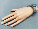 Franky Guerro Vintage Native American Navajo Lone Mountain Turquoise Sterling Silver Bracelet-Nativo Arts