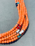 Singer Pink Coral Native American Navajo Sterling Silver Turquoise Necklace-Nativo Arts