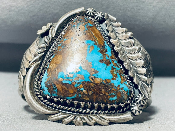 Boulder Turquoise Mine (rare) Vintage Native American Navajo Sterling Silver Bracelet Old-Nativo Arts