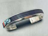Abstract Vintage Native American Navajo Spiderweb Turquoise Sterling Silver Bracelet-Nativo Arts