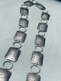 Very Old Hand Tooled Vintage Native American Navajo Sterling Silver Concho Belt Necklace-Nativo Arts
