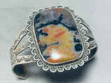 Fascinating Vintage Native American Navajo Petrified Wood Sterling Silver Immense Bracelet-Nativo Arts