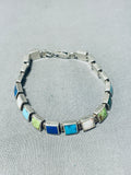 Impressive Vintage Native American Navajo Turquoise Sterling Silver Hinged Bracelet-Nativo Arts