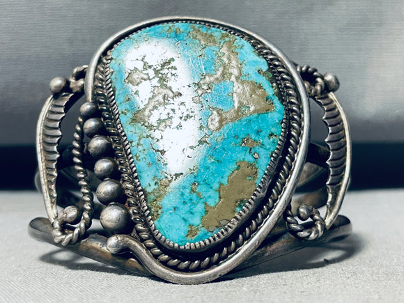 Important Native American Navajo Guild Early Vintage Native American Navajo Sterling Silver Turquoise Bracelet-Nativo Arts