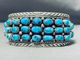 Native American Tremendous Vintage Signed Hopi 33 Morenci Turquoise Sterling Silver Bracelet-Nativo Arts