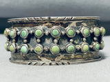 One Of Best Very Early Vintage Native American Navajo Green Turquoise Sterling Silver Bracelet-Nativo Arts